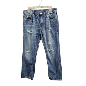 Velvet Heart Jeans Distressed Blue Wash Straight Leg Denim Women's 30 Grunge EUC